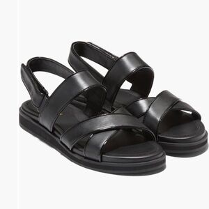 Cole Haan Black Leather Strappy Slingback Sandals